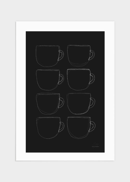 8 digital coffee cups poster