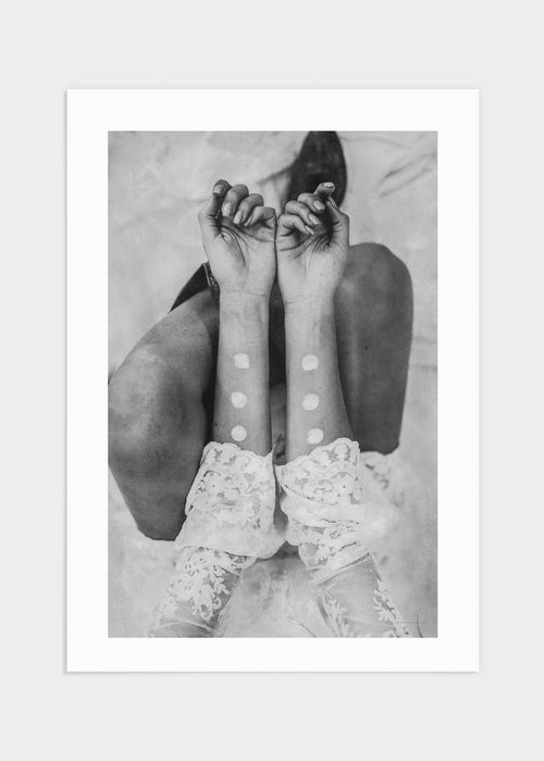 Lace dress & white paint poster