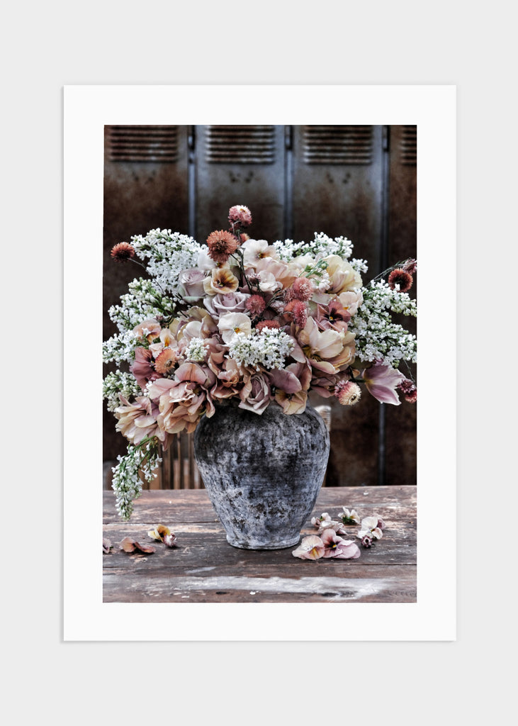 Rustic vase with flowers poster