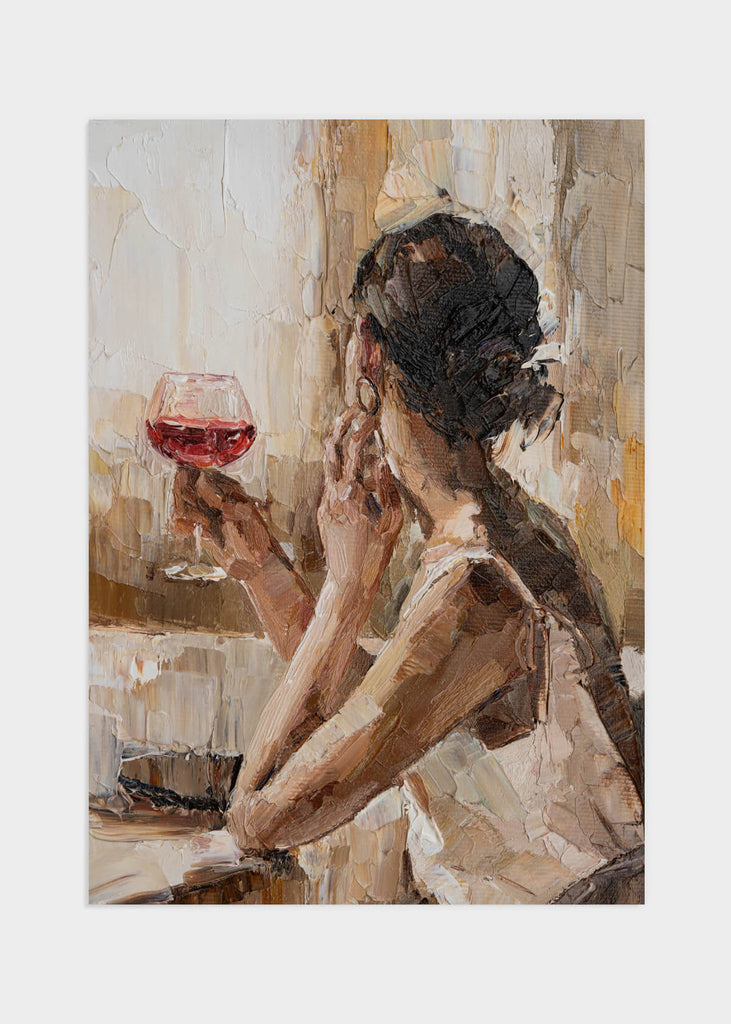 Woman with wine glass poster