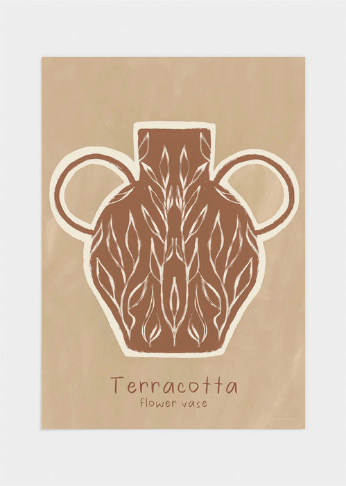 Terracotta flower vase poster