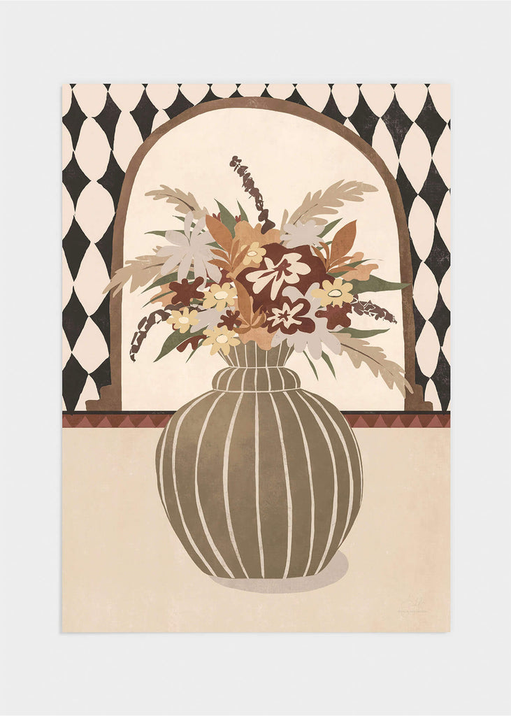 Striped flower vase poster