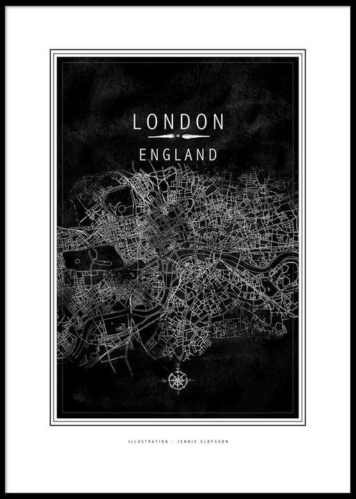 Posters & Prints - LINE OF ART - LONDON BLACK POSTER