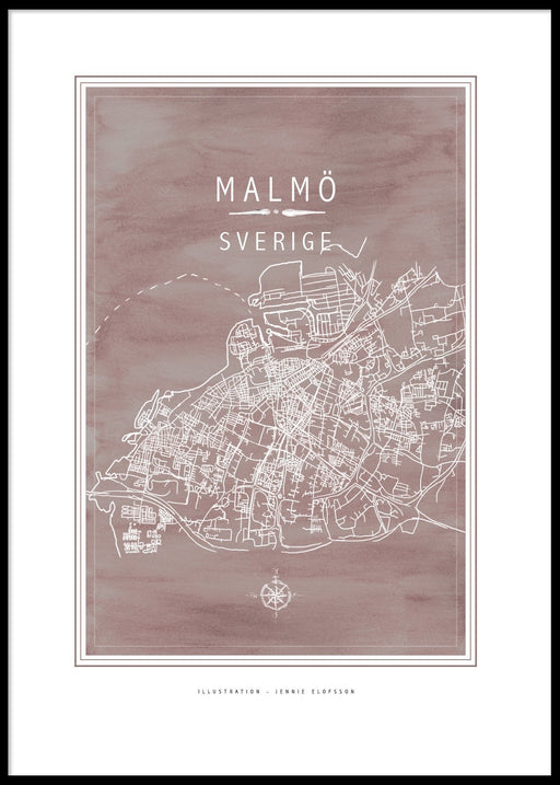 Posters & Prints - LINE OF ART - MALMÖ PINK POSTER