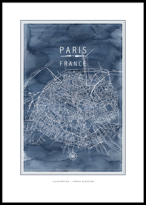 Posters & Prints - LINE OF ART - PARIS BLUE POSTER